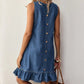 ⏳ Dernière heure – -50% se termine  ！ Robe sans manches en denim à ourlet à volants pour femme