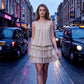 Robe d'été à volants superposés et encolure en U pour femme