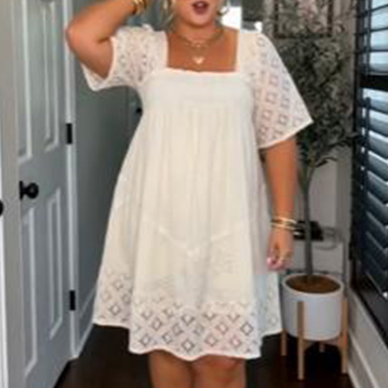 Robe smockée à encolure carrée pour femme