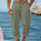 Pantalon décontracté en lin à cordon de serrage pour homme