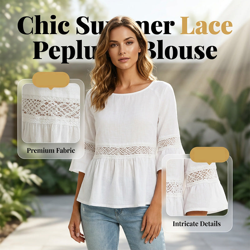 Blouse à volants et à basques pour femme