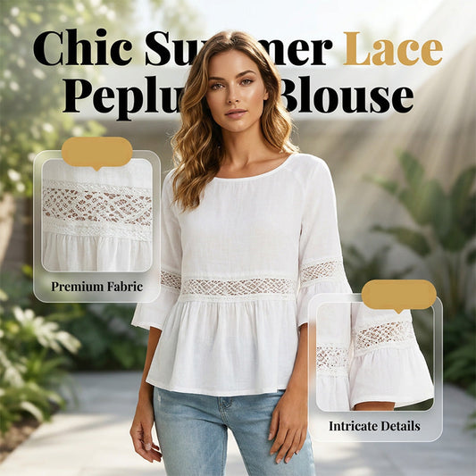 Blouse à volants et à basques pour femme