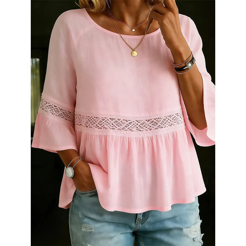 Blouse à volants et à basques pour femme