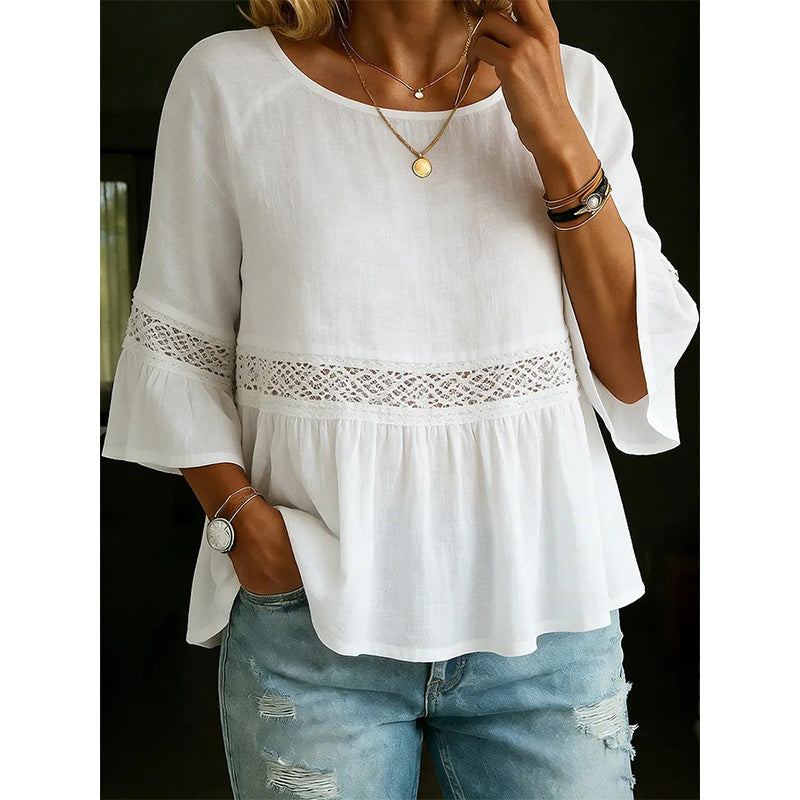 Blouse à volants et à basques pour femme