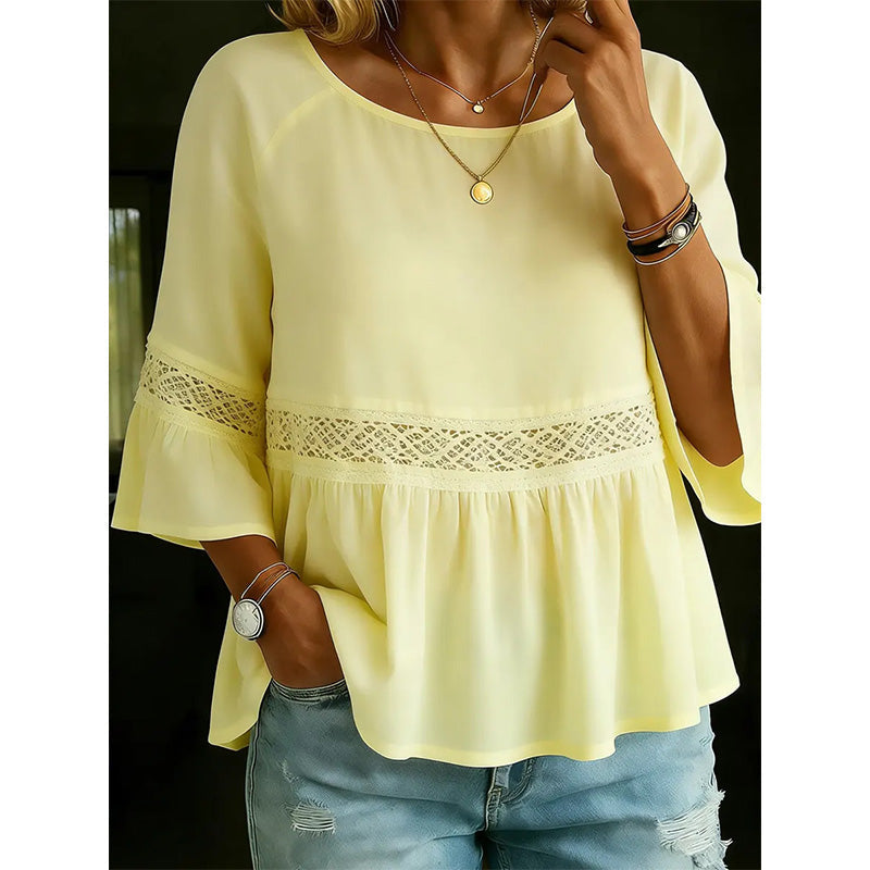 Blouse à volants et à basques pour femme