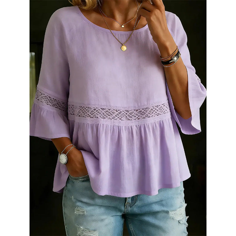 Blouse à volants et à basques pour femme