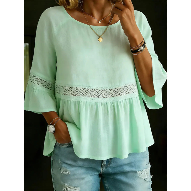 Blouse à volants et à basques pour femme