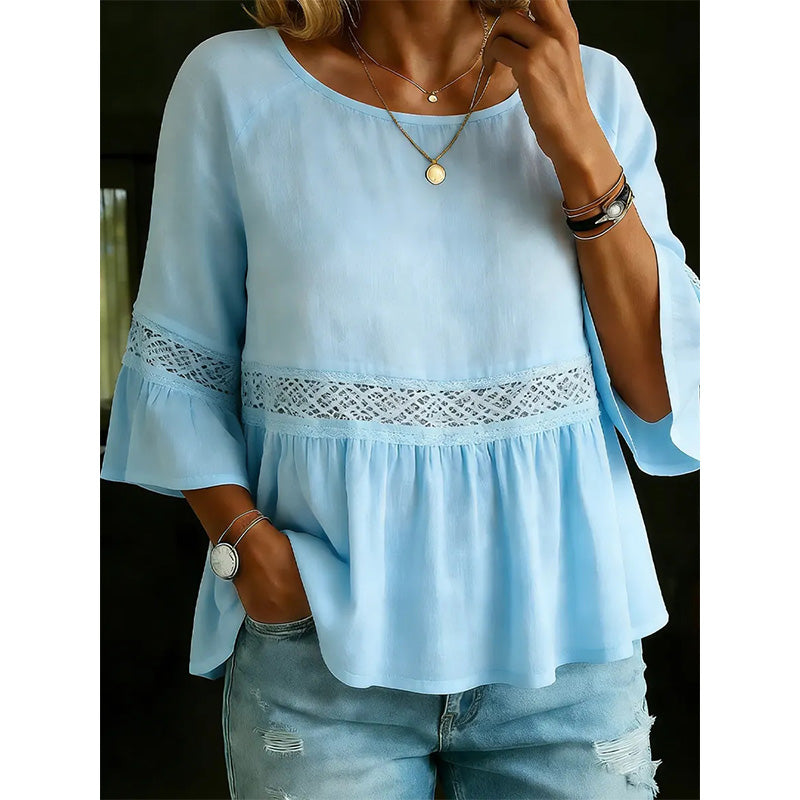 Blouse à volants et à basques pour femme