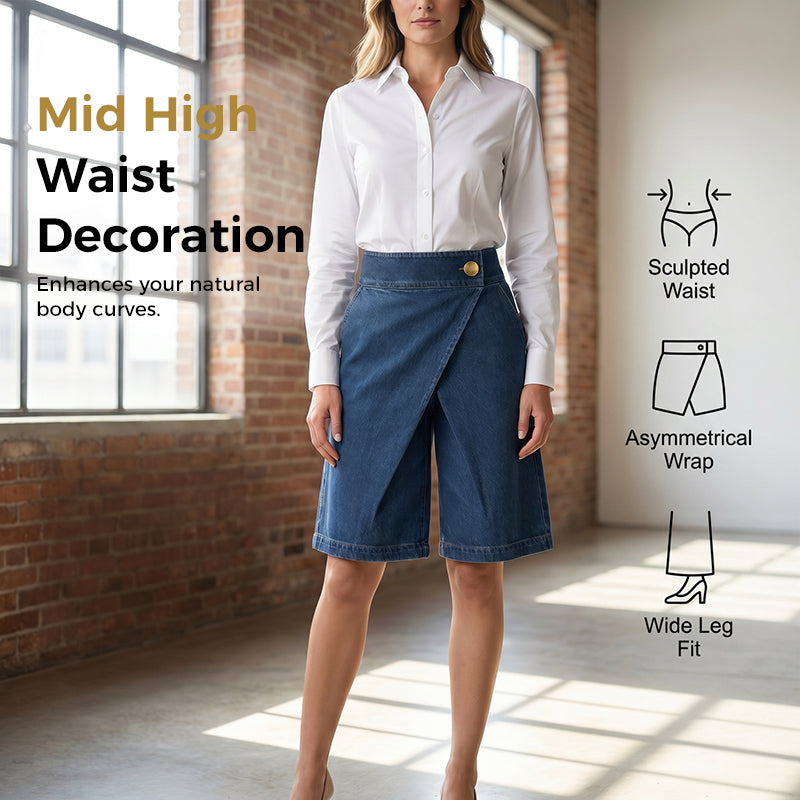 🩳 50 % DE RÉDUCTION EN CE MOMENT ! ✨ Short asymétrique à jambes larges pour femme – Léger et fluide – Ourlet irrégulier original, idéal pour l'été ou les vacances – Élégant et confortable 🌸