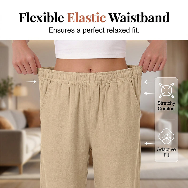 Pantalon court décontracté pour femme, coupe ample et jambes larges