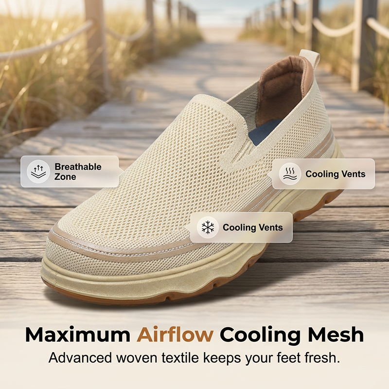 Chaussures de marche pour homme, sans lacets, en maille respirante