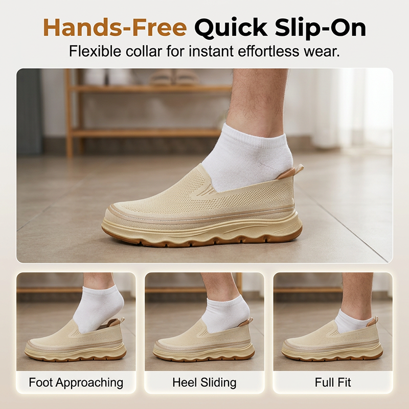 Chaussures de marche pour homme, sans lacets, en maille respirante