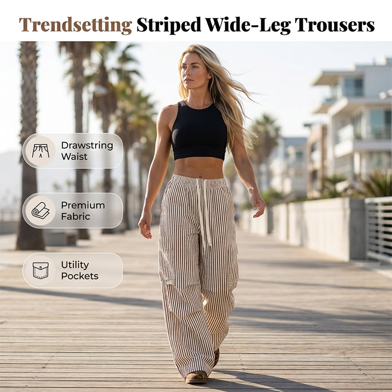 Pantalon large à rayures pour femme