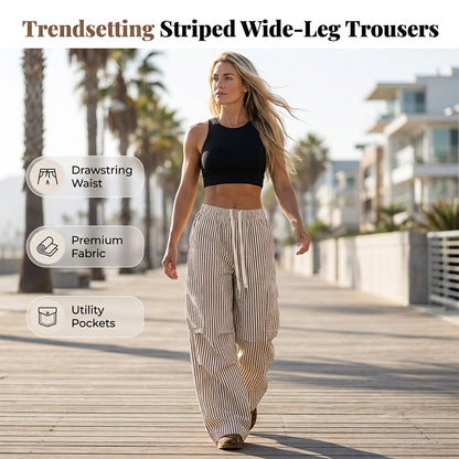Pantalon large à rayures pour femme