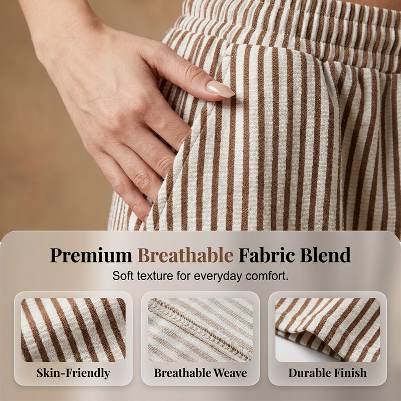 Pantalon large à rayures pour femme