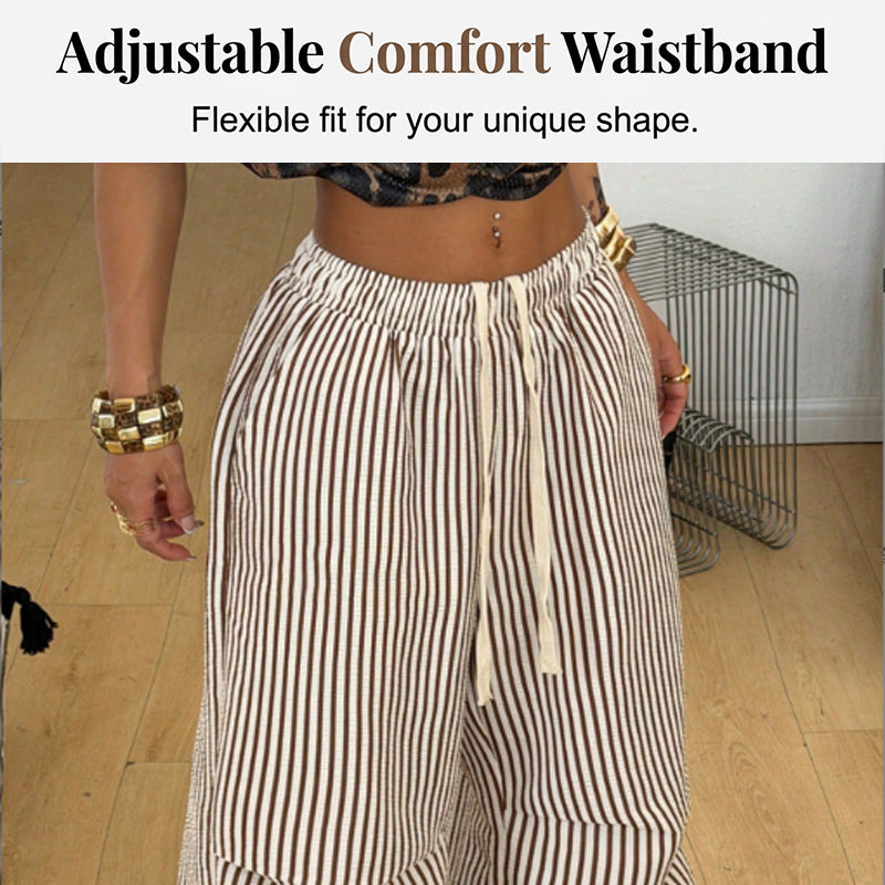 Pantalon large à rayures pour femme