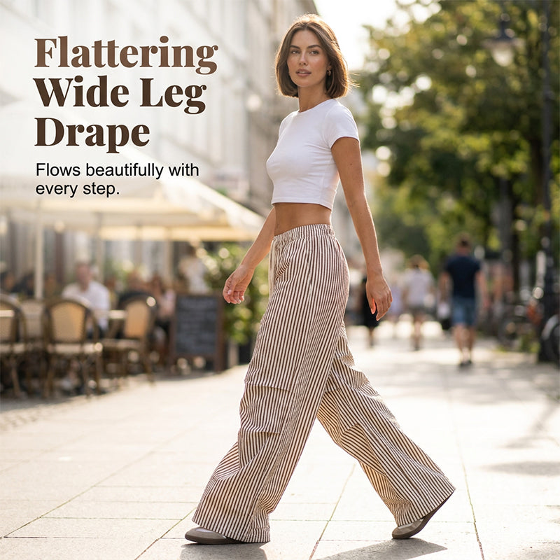 Pantalon large à rayures pour femme