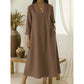🔥Robe A-line en coton et lin à col en V pour femme