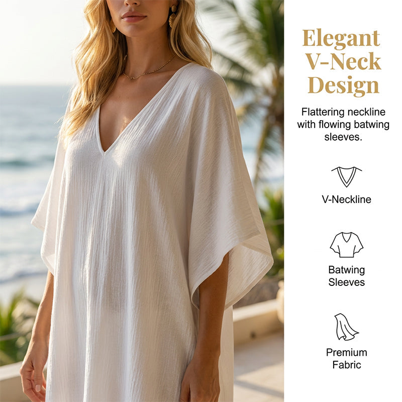 Robe longue décontractée à col en V pour femme