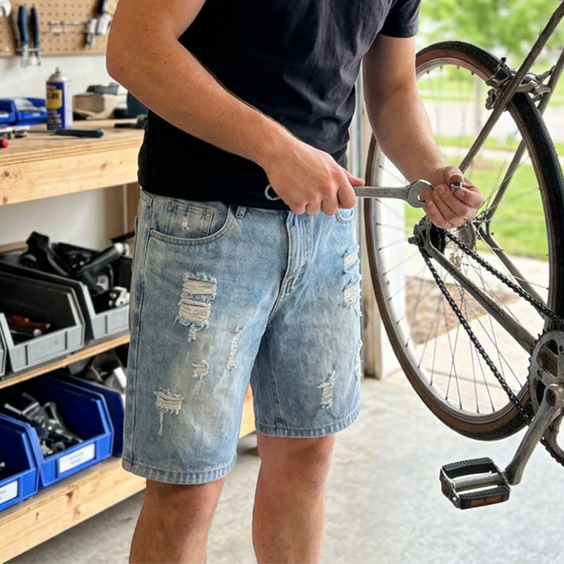 🔥Nouveautés et best-sellers – Shorts en jean déchirés et vieillis pour homme