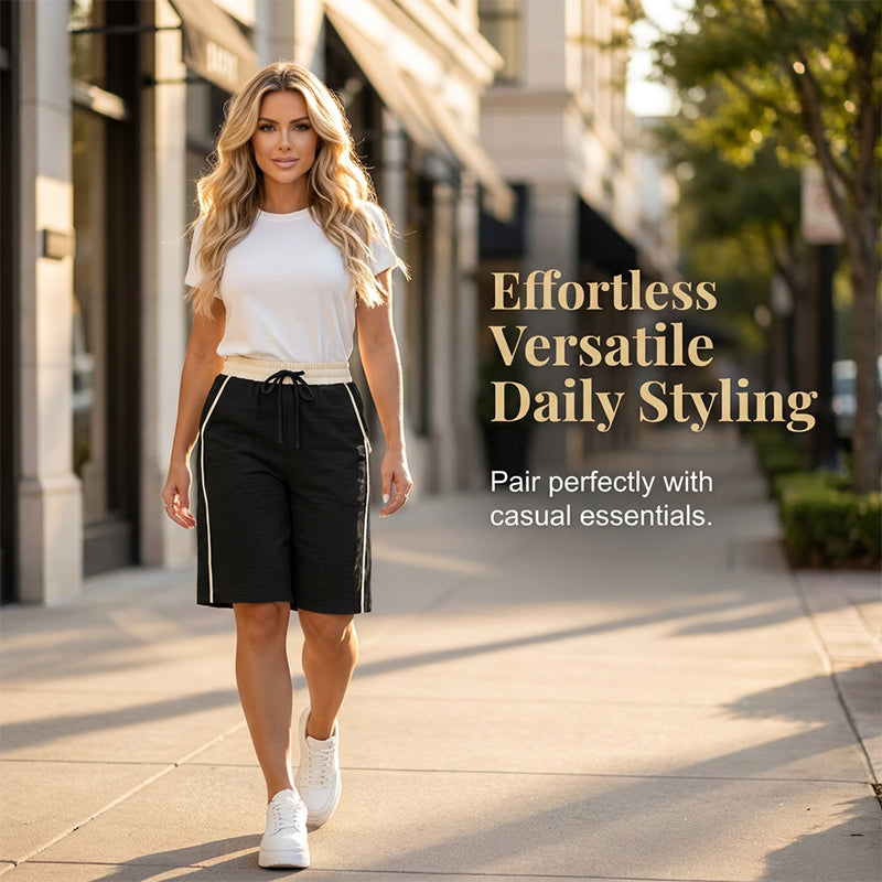 🔥Nouveautés et best-sellers – Short décontracté à taille haute et motifs color-block