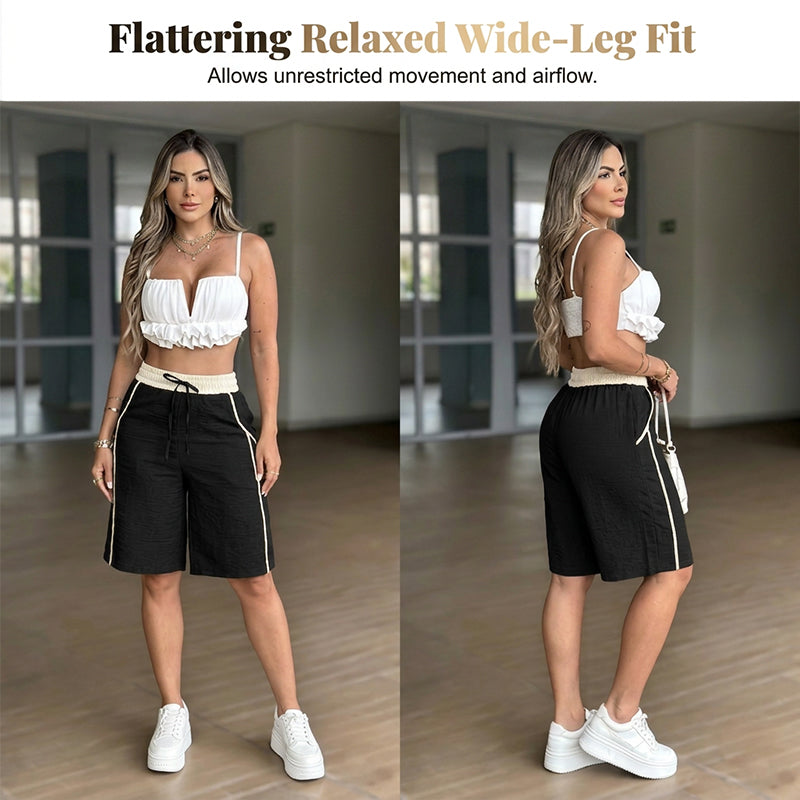 🔥Nouveautés et best-sellers – Short décontracté à taille haute et motifs color-block