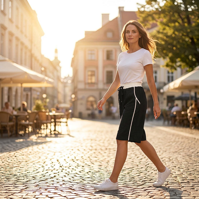 🔥Nouveautés et best-sellers – Short décontracté à taille haute et motifs color-block