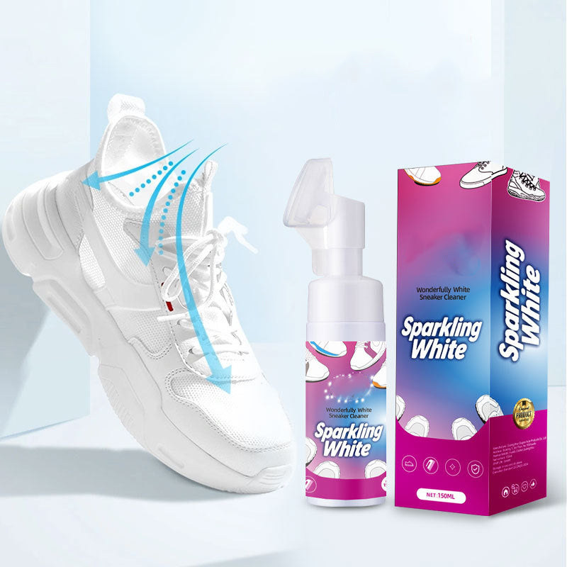 Nettoyant pour chaussures blanc en mousse sans eau avec brosse