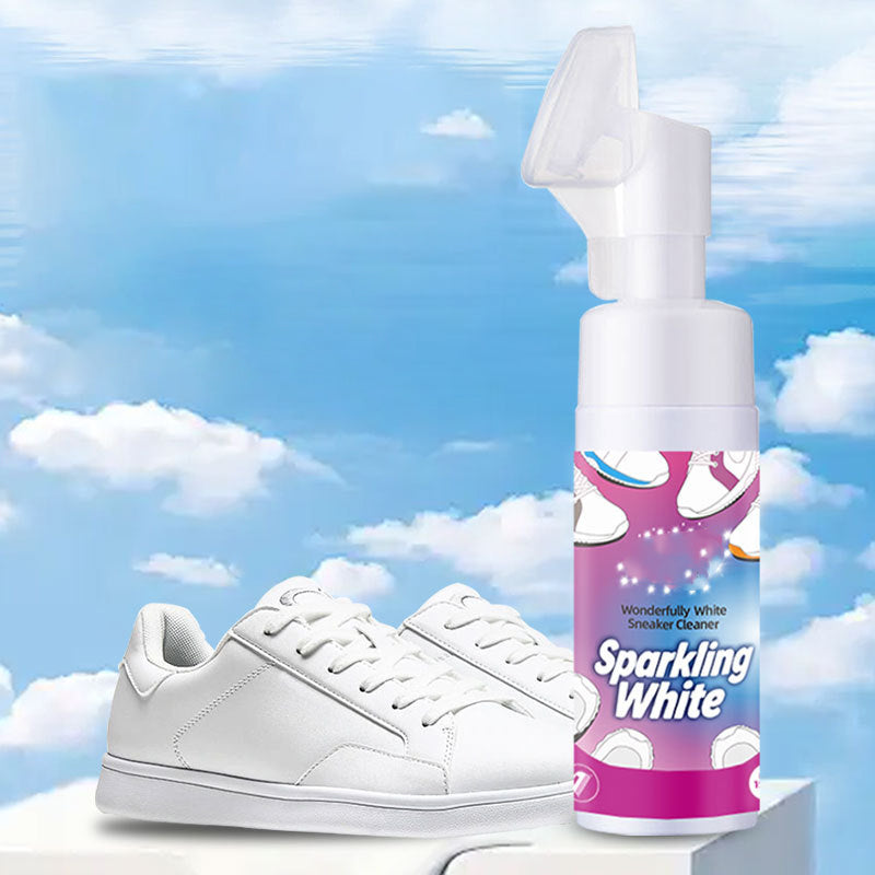 Nettoyant pour chaussures blanc en mousse sans eau avec brosse