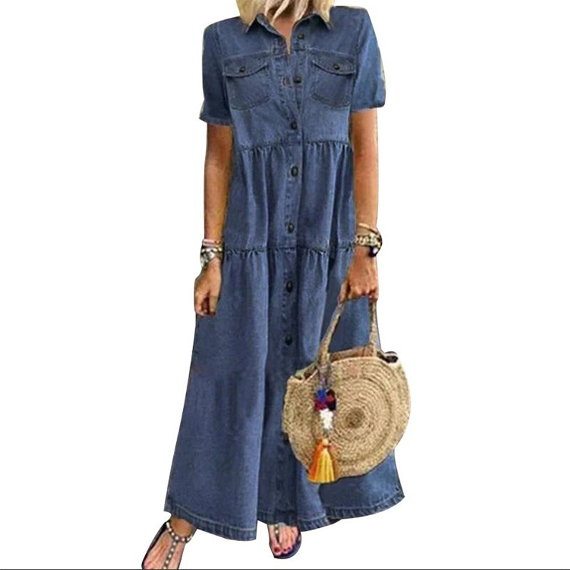 👗✨Robe longue en jean vintage pour femme – Chic et décontractée au quotidien🔥