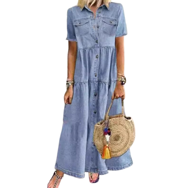 👗✨Robe longue en jean vintage pour femme – Chic et décontractée au quotidien🔥