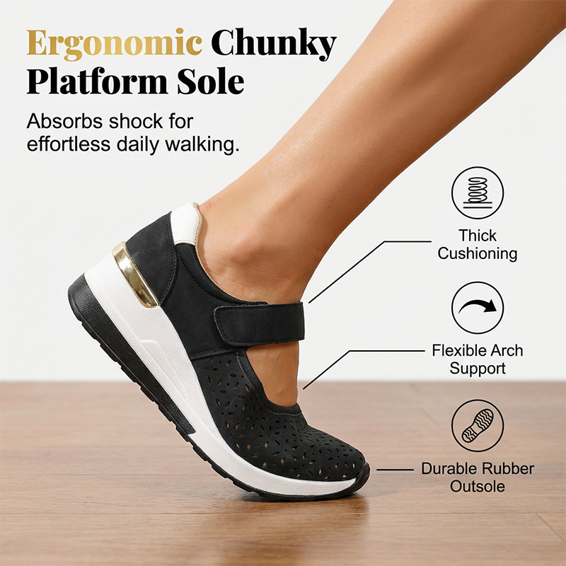 Chaussures à plateforme ajourées respirantes pour femmes