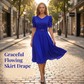 Robe midi élégante à col en V, unie, pour femme