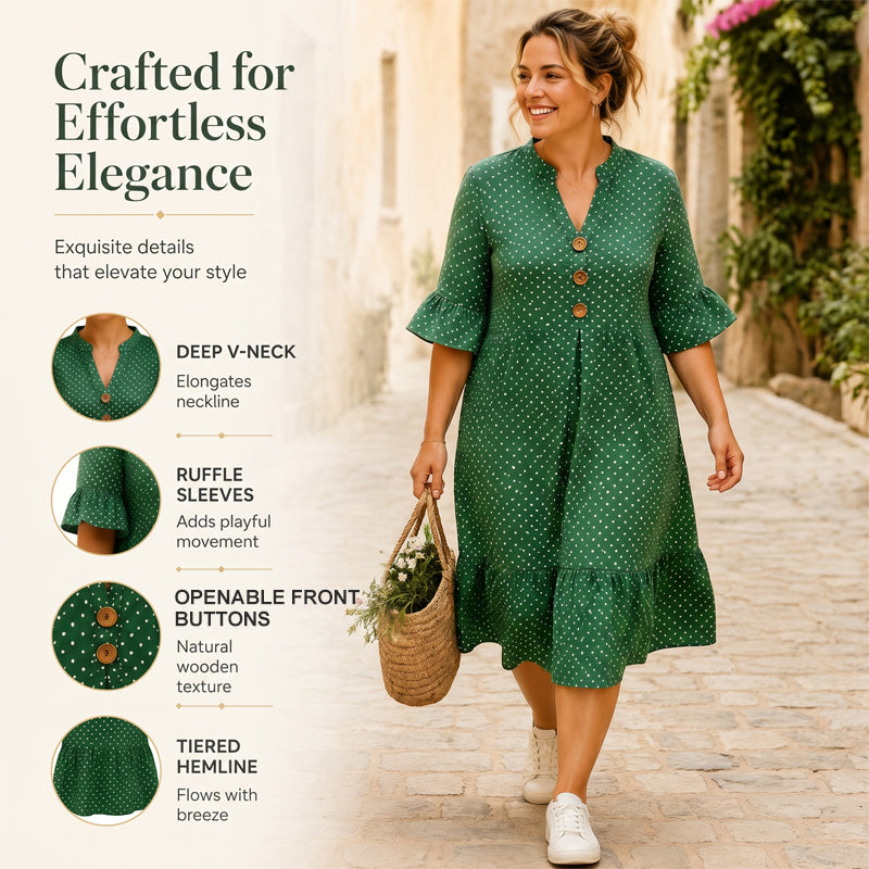 Robe d'été à pois pour femme avec manches à volants – Chic et flatteuse sans effort ✨