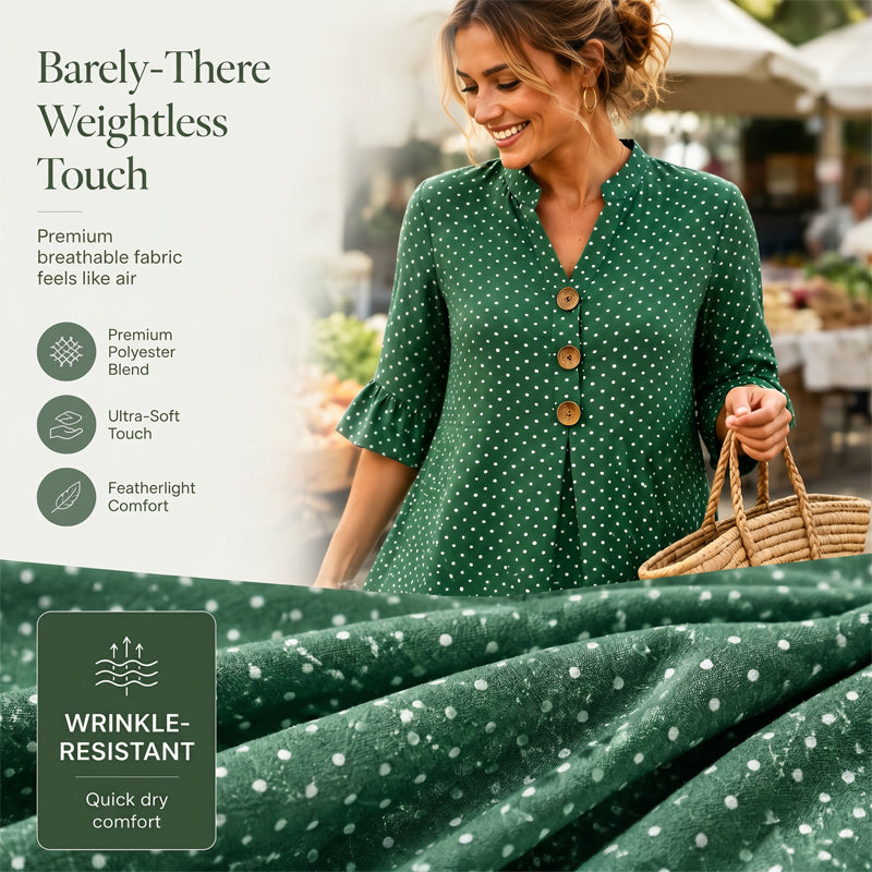 Robe d'été à pois pour femme avec manches à volants – Chic et flatteuse sans effort ✨