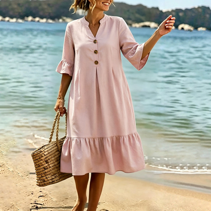 Robe d'été à pois pour femme avec manches à volants – Chic et flatteuse sans effort ✨