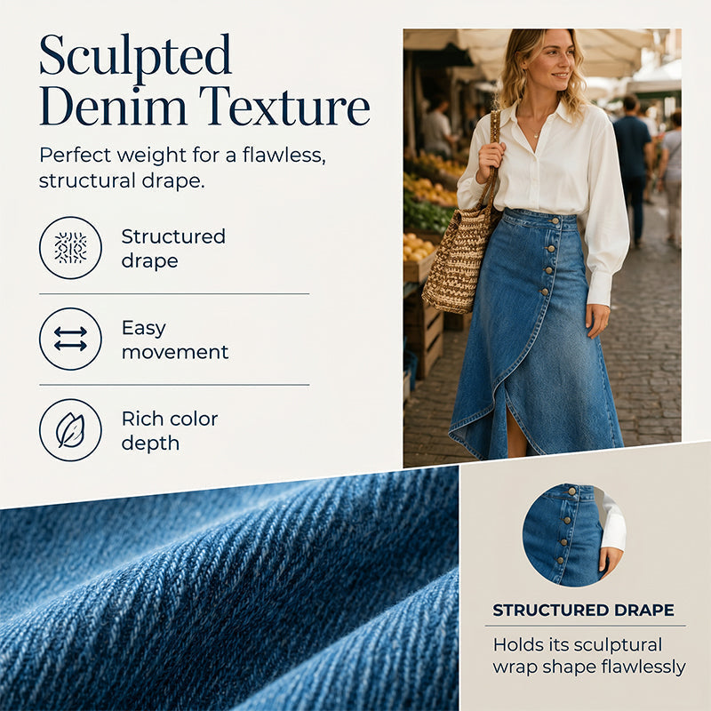 💙🔥Jupe en jean à taille haute et coupe asymétrique pour femme – Un style vintage tout en simplicité