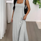 Robe longue sans manches style deux pièces avec découpes sur les côtés