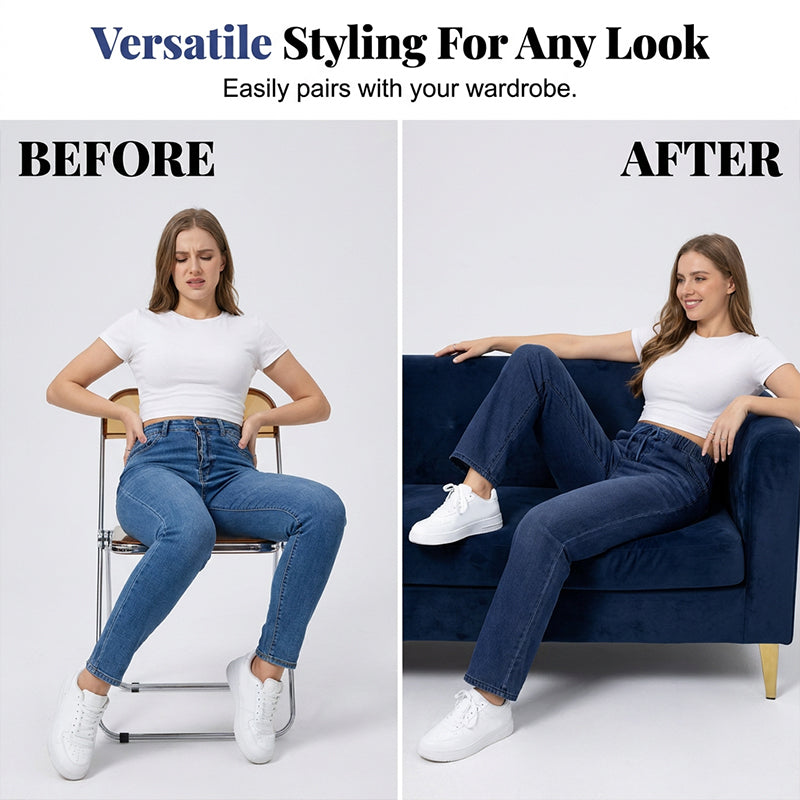 💙✨ Un jean à taille élastiquée et cordon de serrage – qui met la silhouette en valeur, ne se froisse pas et s'associe facilement – avec des t-shirts, des chemisiers et des crop tops