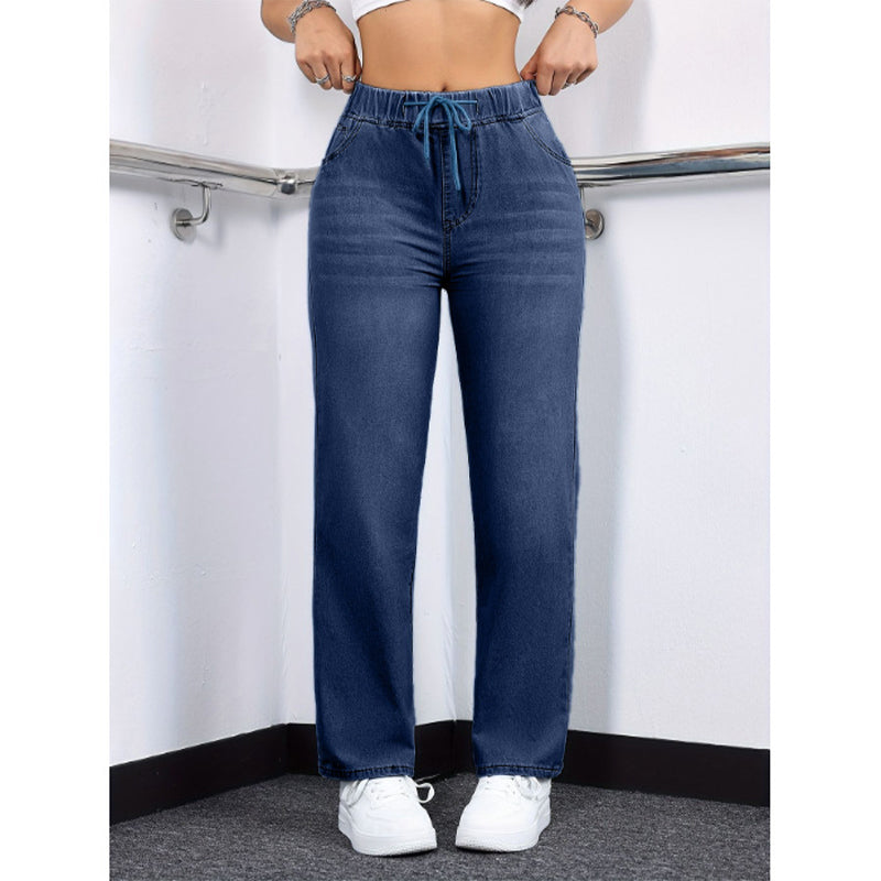 💙✨ Un jean à taille élastiquée et cordon de serrage – qui met la silhouette en valeur, ne se froisse pas et s'associe facilement – avec des t-shirts, des chemisiers et des crop tops