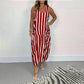 Robe longue sans manches à rayures pour femme