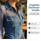 Haut en denim patchwork à mailles pour femme