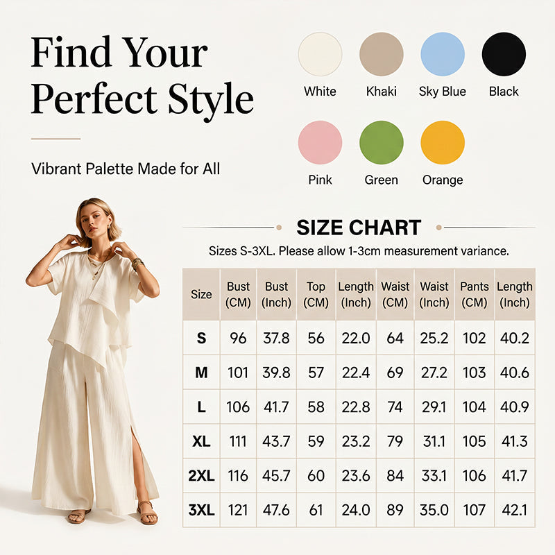 👗Ensemble composé d'un haut asymétrique et d'un pantalon large fendu pour femme – Une tenue coordonnée élégante qui ne passe pas inaperçue ✨