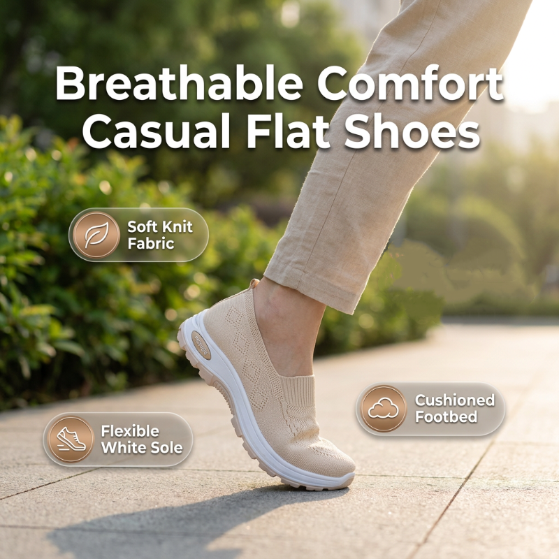 Chaussures plates pour femmes, respirantes et confortables