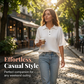 T-shirt à col et boutons, coupe ample, pour femme