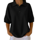 T-shirt à col et boutons, coupe ample, pour femme