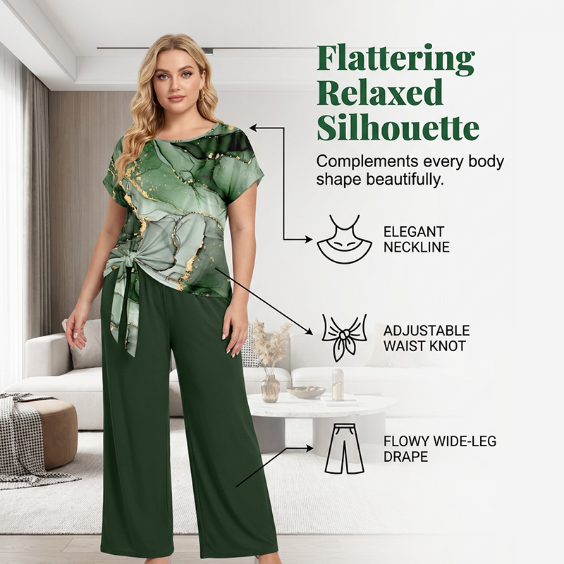 Ensemble deux pièces imprimé élégant pour femme, respirant et confortable 🌿