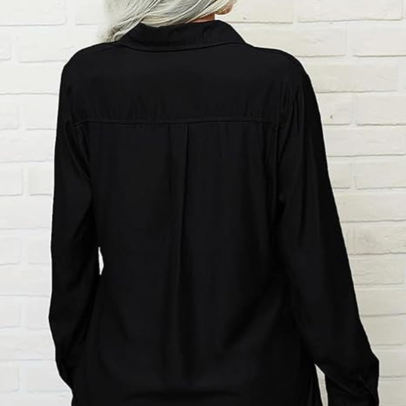 👚 60% DE RÉDUCTION ☀️ Chemise femme unie – Col, manches longues & boutonnage – Tissu doux, facile à assortir avec jean, jupe ou veste – intemporelle et polyvalente 🕶️✨