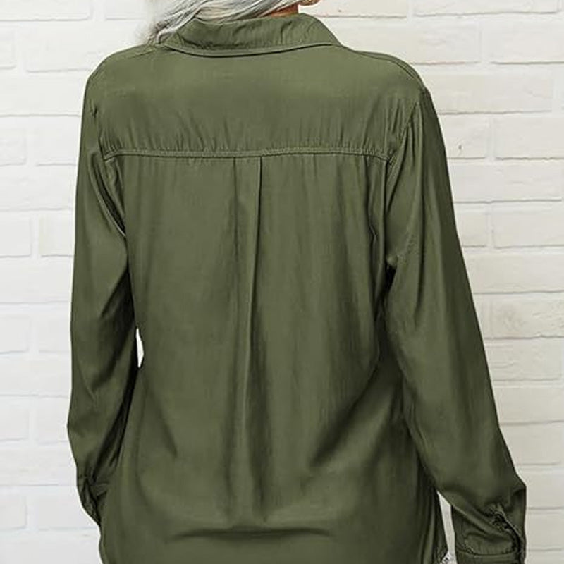 👚 60% DE RÉDUCTION ☀️ Chemise femme unie – Col, manches longues & boutonnage – Tissu doux, facile à assortir avec jean, jupe ou veste – intemporelle et polyvalente 🕶️✨