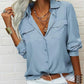 👚 60% DE RÉDUCTION ☀️ Chemise femme unie – Col, manches longues & boutonnage – Tissu doux, facile à assortir avec jean, jupe ou veste – intemporelle et polyvalente 🕶️✨